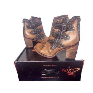 Freebird Beckett Booties Bronze Woman’s Size 9 Distressed With Box